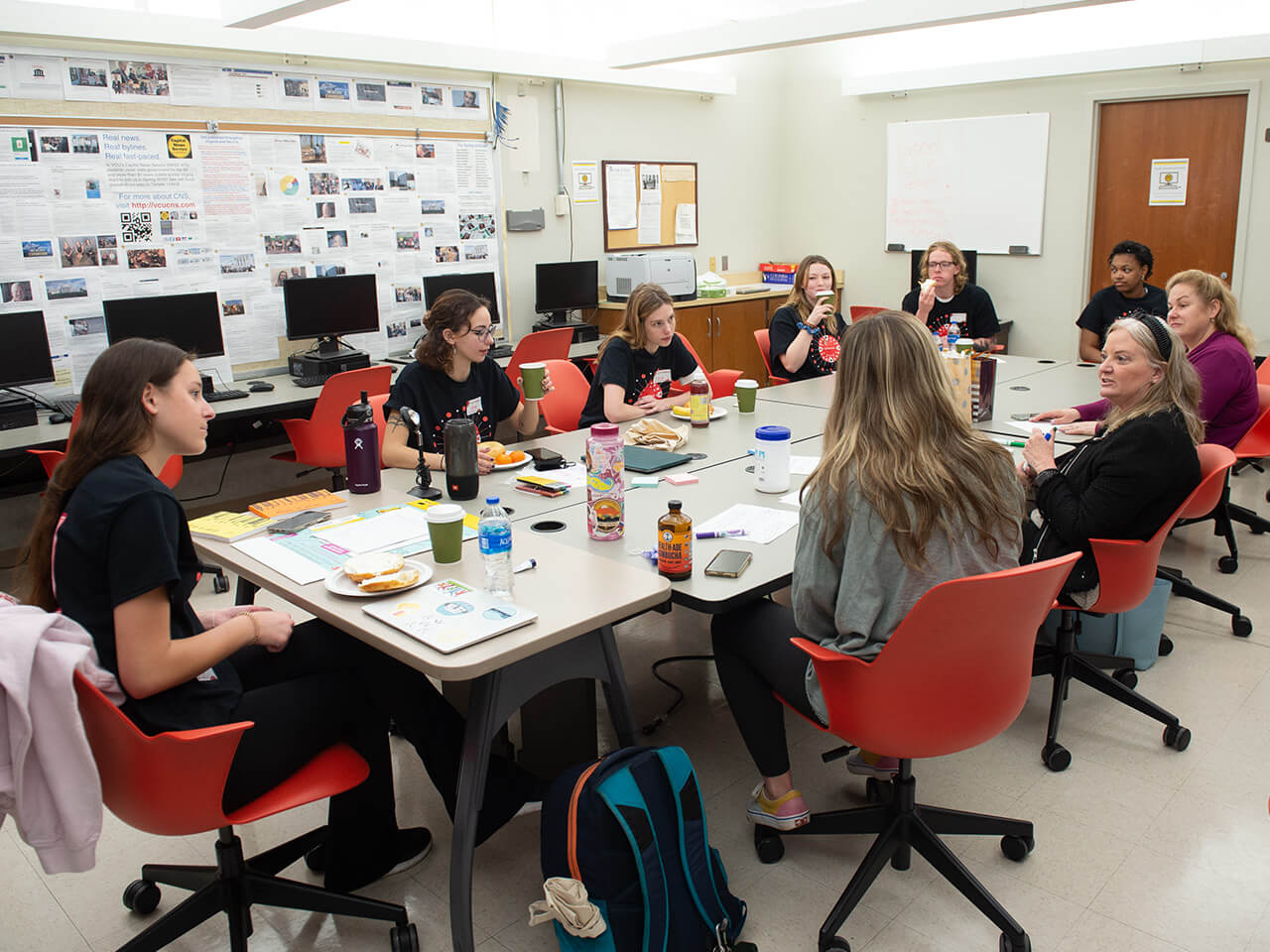 Group of students working together in a classroom