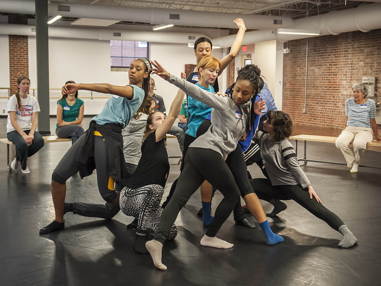 A group of students doing a dance performance